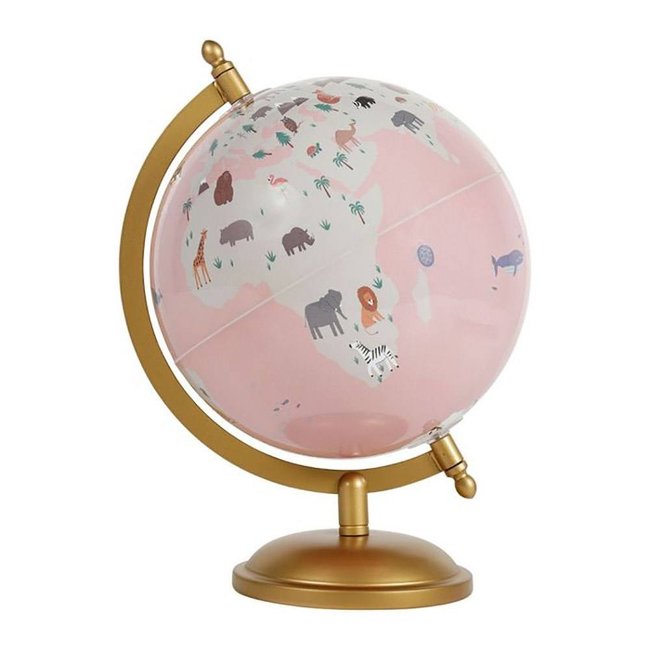 Globe Terrestre Animaux Couleur rose <span itemprop=