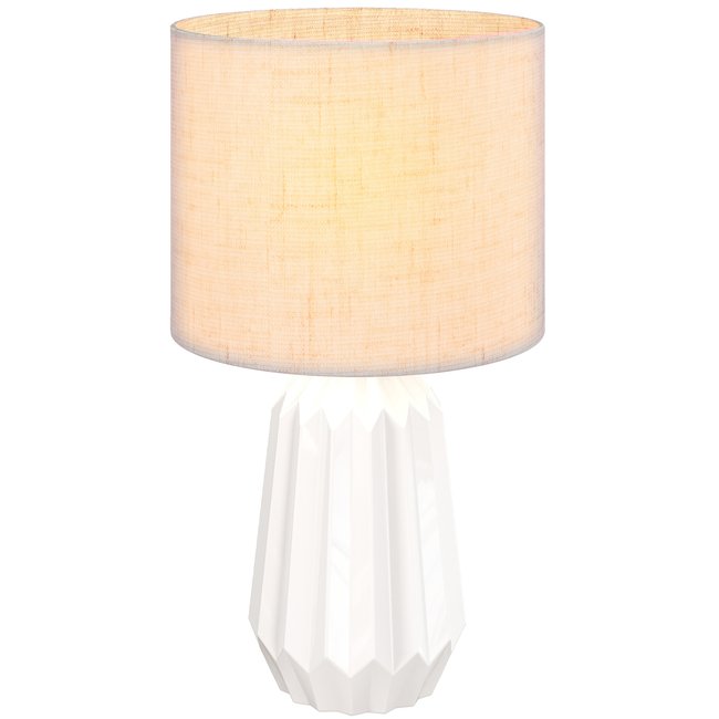 Lampe de table Céramique Blanc et Beige Couleur blanc et beige <span itemprop=
