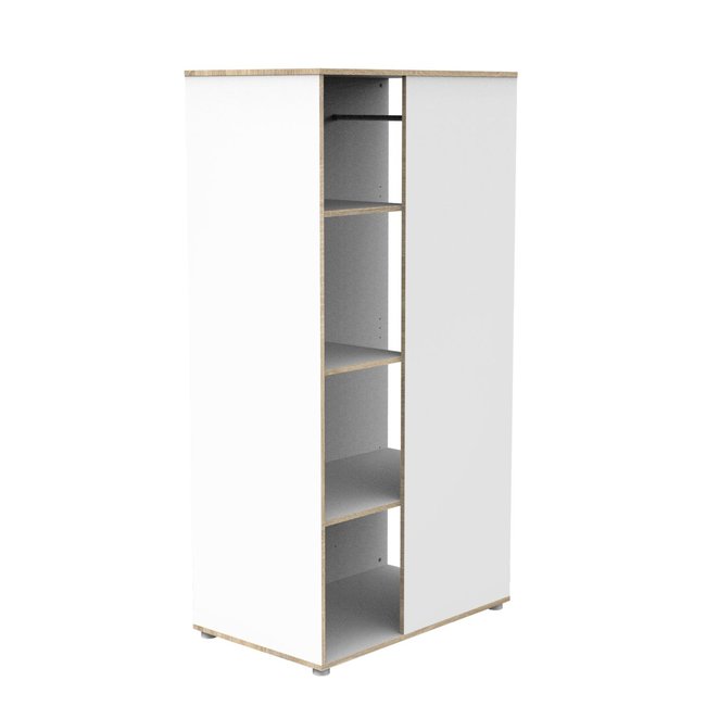 Meuble de rangement avec étagères et penderie en bois et chant bois Couleur blanc <span itemprop=