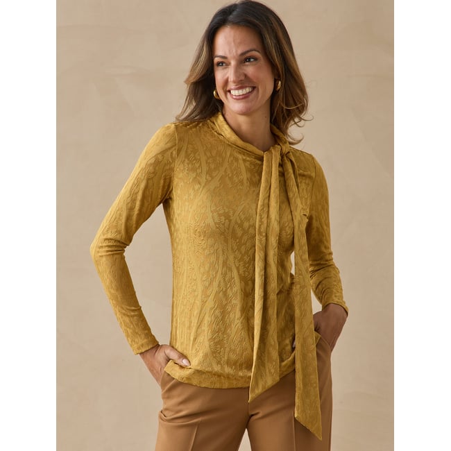 Tee-shirt avec lavallière doré <span itemprop=