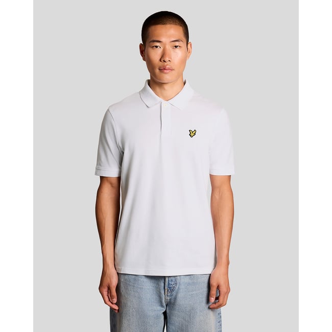 Polo jacquard à liserés contrastés blanc <span itemprop=