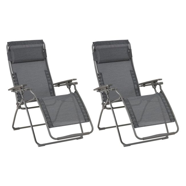 Lot de 2 fauteuils relax 0 gravité - FUTURA gris obsidian <span itemprop=