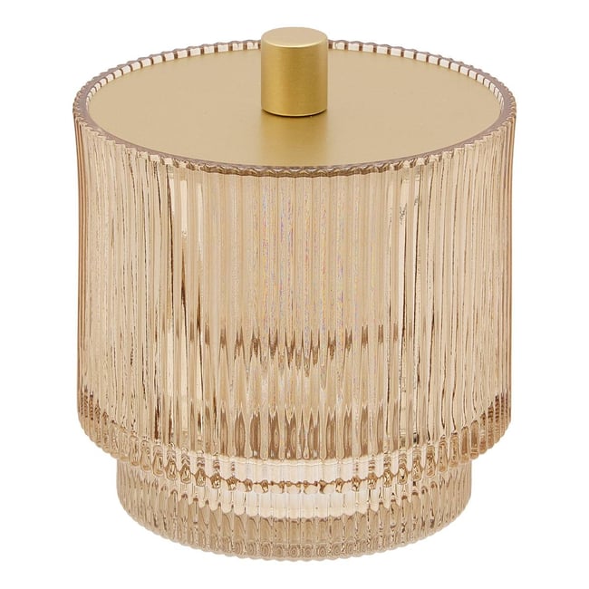 Pot à coton rond en verre SOLIS Couleur ambre <span itemprop=
