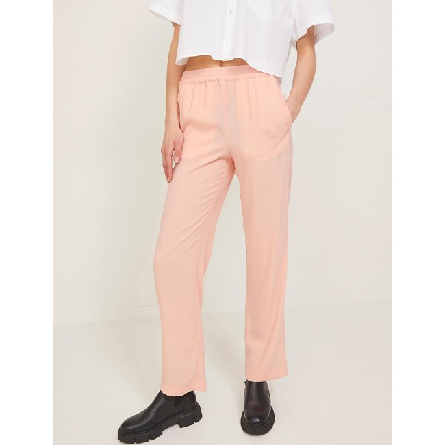 Pantaloni dal taglio dritto, vita alta rosa chiaro JJXX