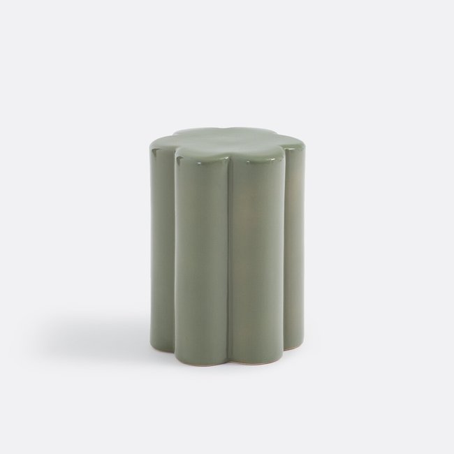 Mesita auxiliar de cerámica con diseño de flor, Jelly caqui <span itemprop=