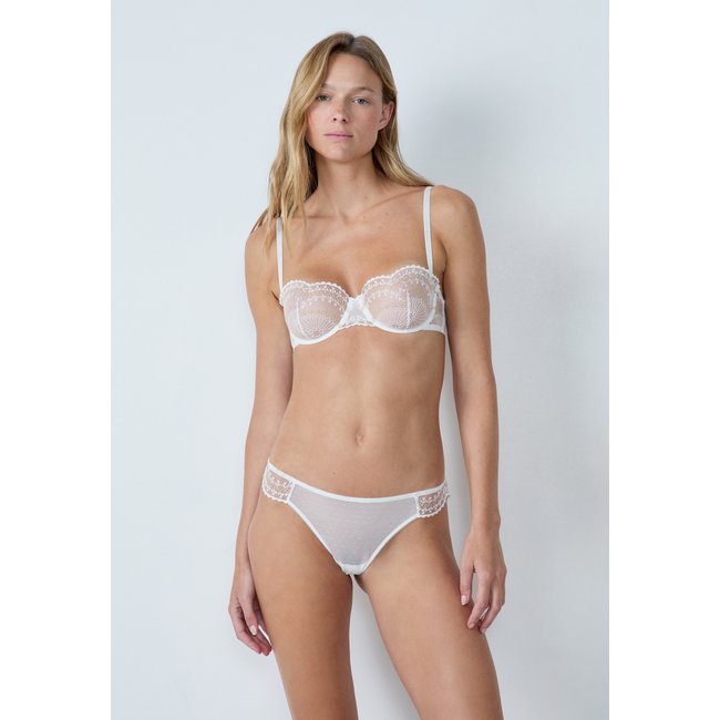 Soutien-gorge n.9 - balconnet brodé effet irisé PROMISE ecru <span itemprop=