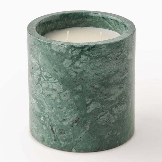 Bougie ronde, D12xH12cm, en marbre Couleur vert melange <span itemprop=