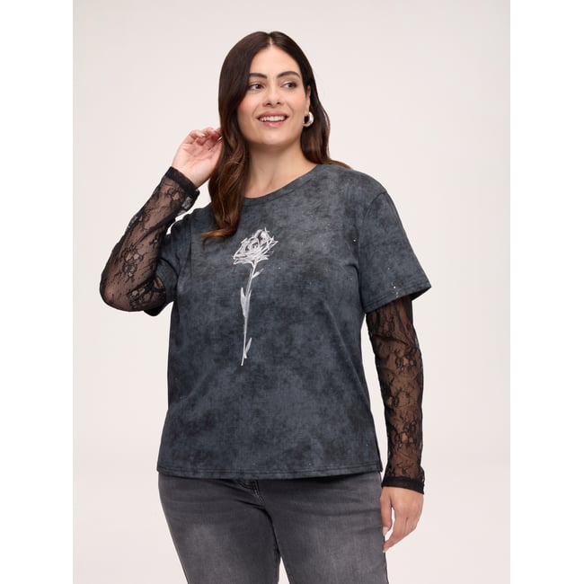 T-shirt à manches noir <span itemprop=