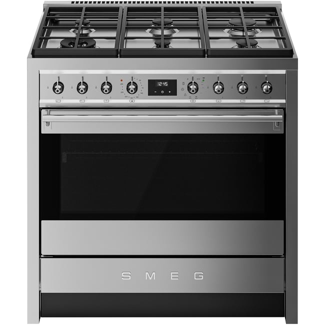 Piano de cuisson gaz 6 feux 90 cm inox satiné <span itemprop=