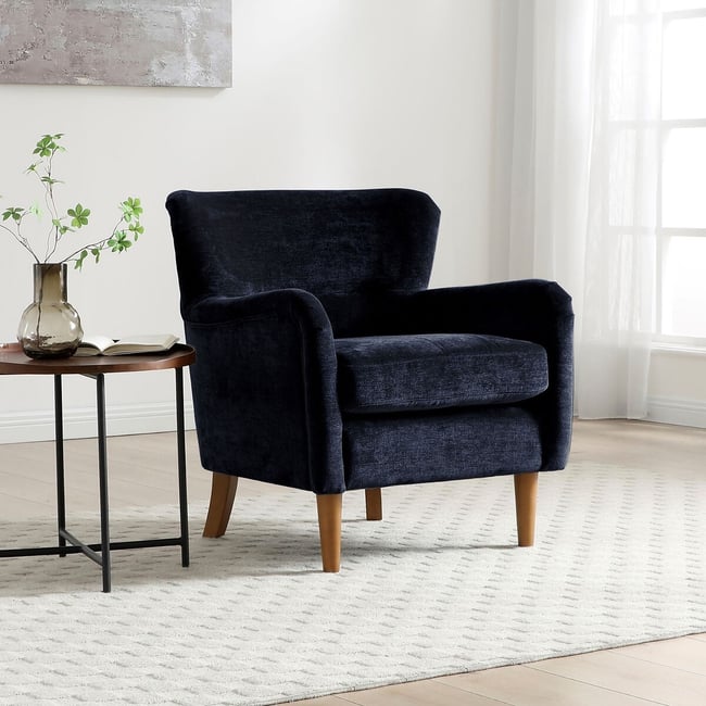 Rossa Chenille Wingback Armchair, navy, ÉDITÉ
