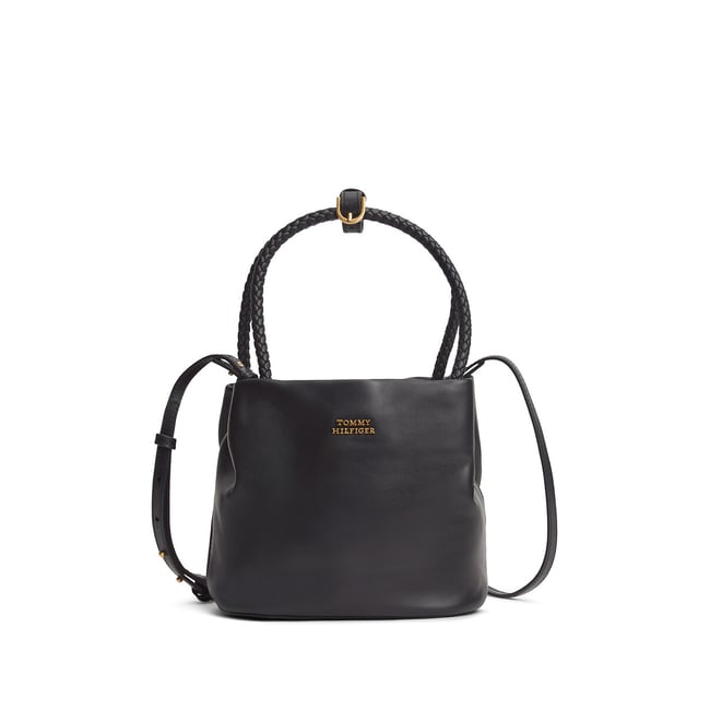Sac seau en cuir de vachette, MARINA BUCKET noir <span itemprop=