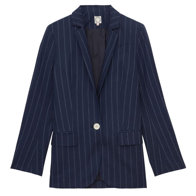 Veste Bruna en lin mélangé marine blue navy <span itemprop=