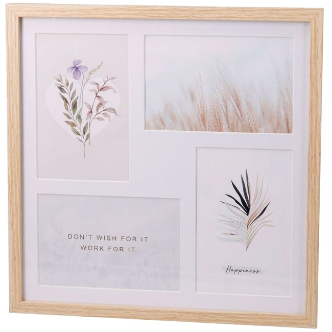 Cadre photo pêle-mêle mural bois 30x30cm Couleur bois <span itemprop=