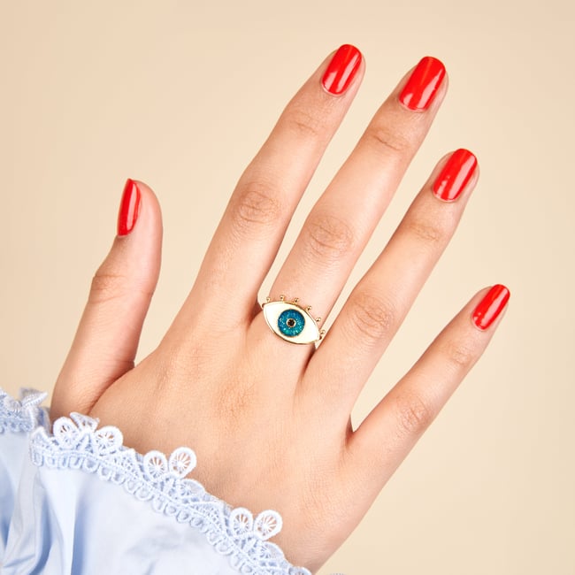 Bague Humeur ŒIL doré <span itemprop=