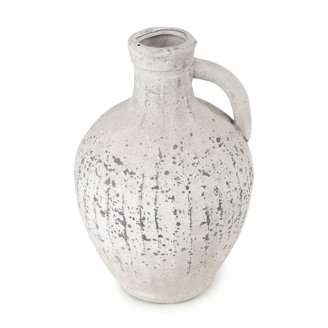 28cm Rustic Stone Bottle Vase with Handle, grey, SO'HOME