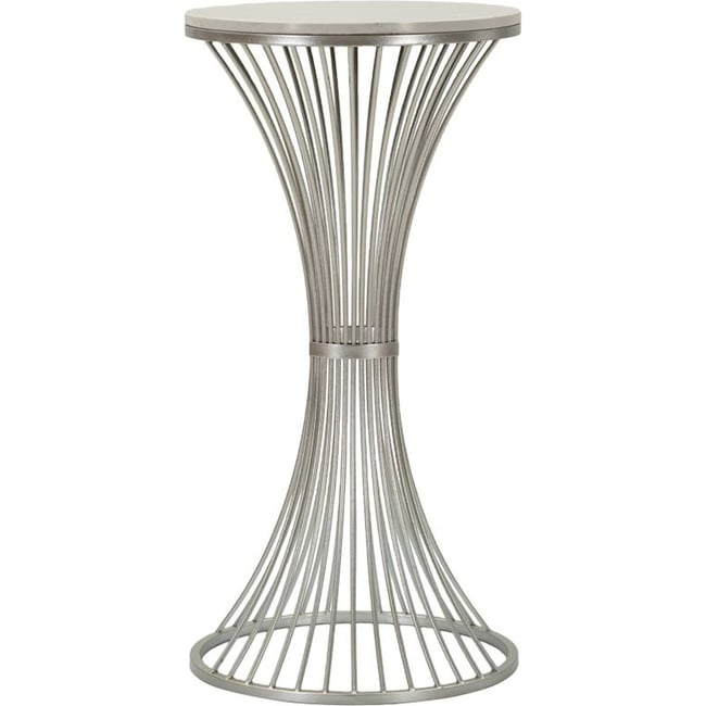 Table d'appoint marbre et fer GLAM Couleur argenté et marbre blanc <span itemprop=