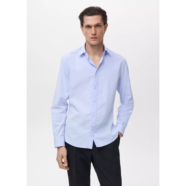 Chemise 100 % coton regular-fit bleu ciel <span itemprop=
