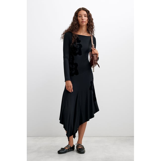 Robe longue imprimée marron <span itemprop=