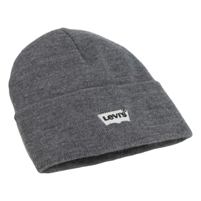 Bonnet gris uni à revers avec logo batwing brodé à l'avant gris <span itemprop=
