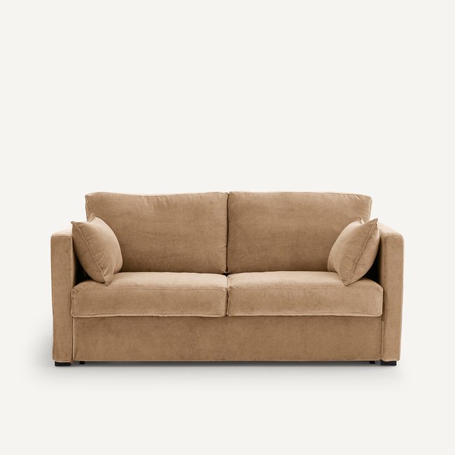 Canapé conv velours stonewashed, Neo Kinkajou Couleur ficelle <span itemprop=