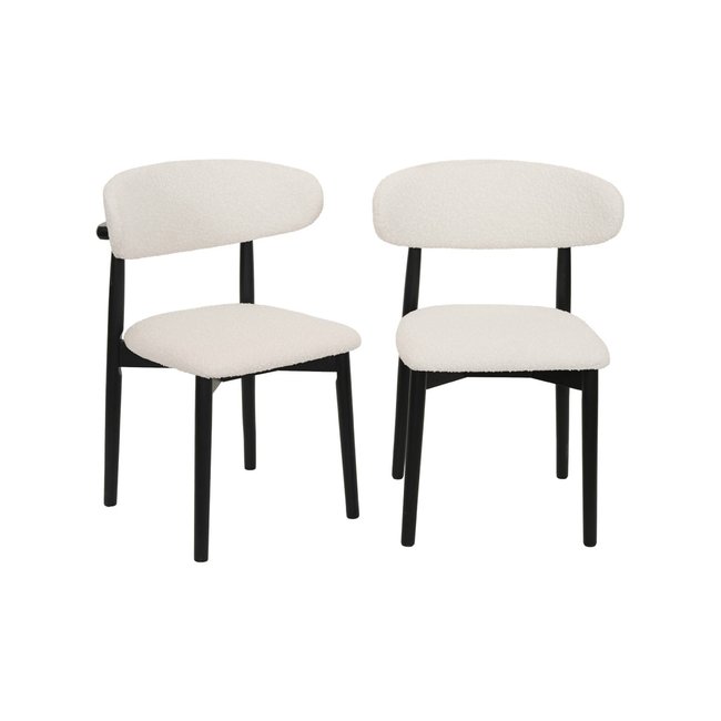 Chaise bois d'hévéa et tissu bouclette (lot de 2)  PAOLA - SWEEEK