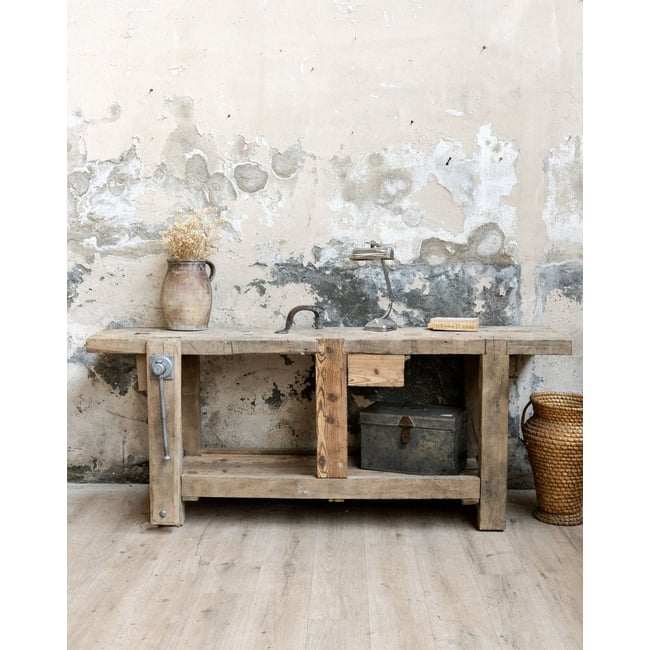 Etabli en bois Fernand N°464 - Bon état Couleur bois clair <span itemprop=