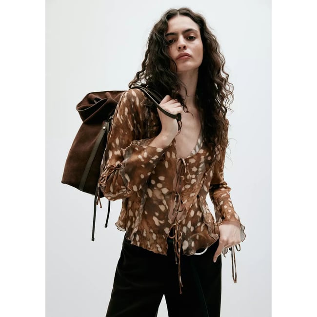 Blouse Bambi à nœuds gris <span itemprop=