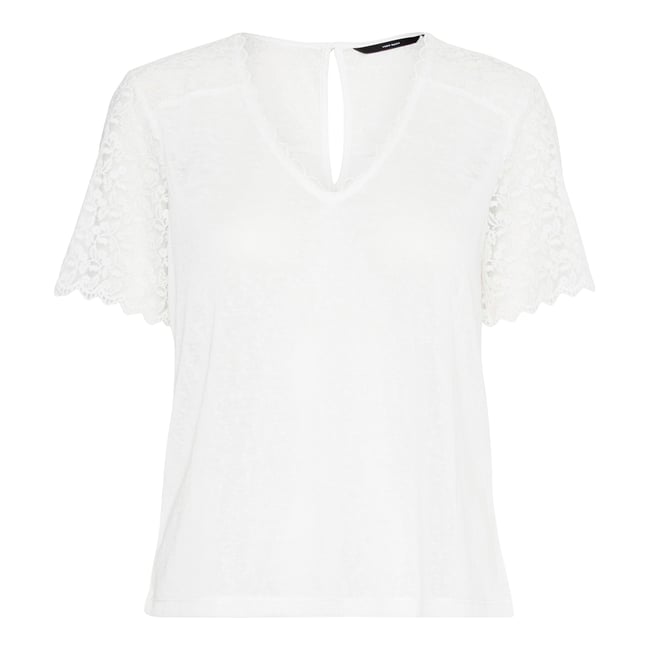 T-shirt col v blanc <span itemprop=