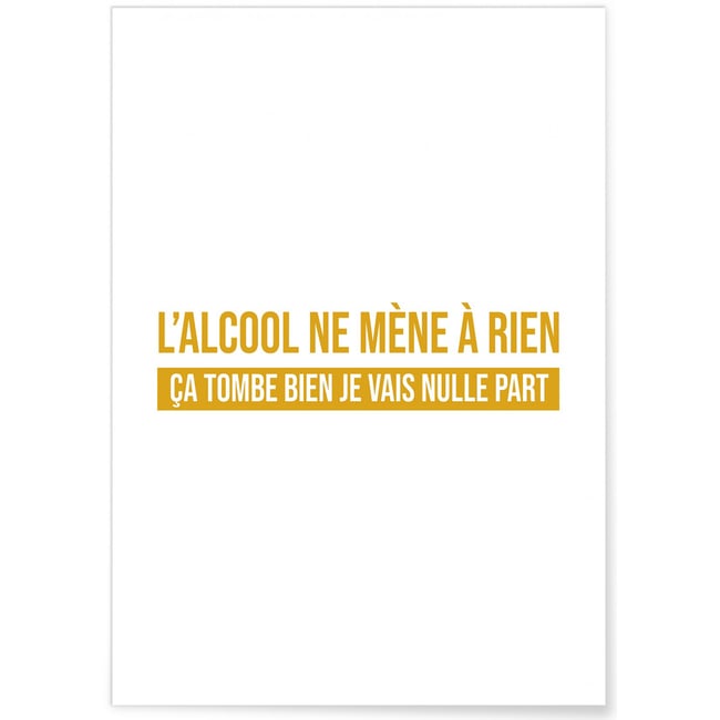 Affiche 'L'alcool ne mène à rien...' Couleur blanc <span itemprop=