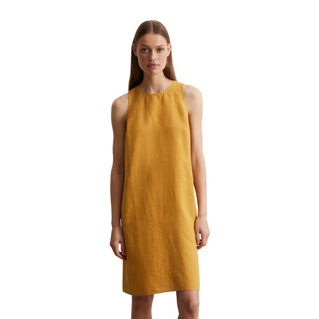 Robe fourreau en lin shaped coupé en A-ligne gelb <span itemprop=