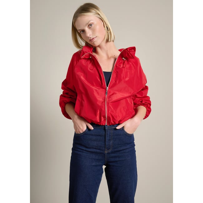 Bomber col montant froncé rouge <span itemprop=
