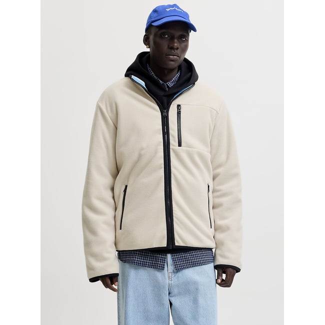 Lupo High Neck Full Zip Jacket, light beige, JACK & JONES