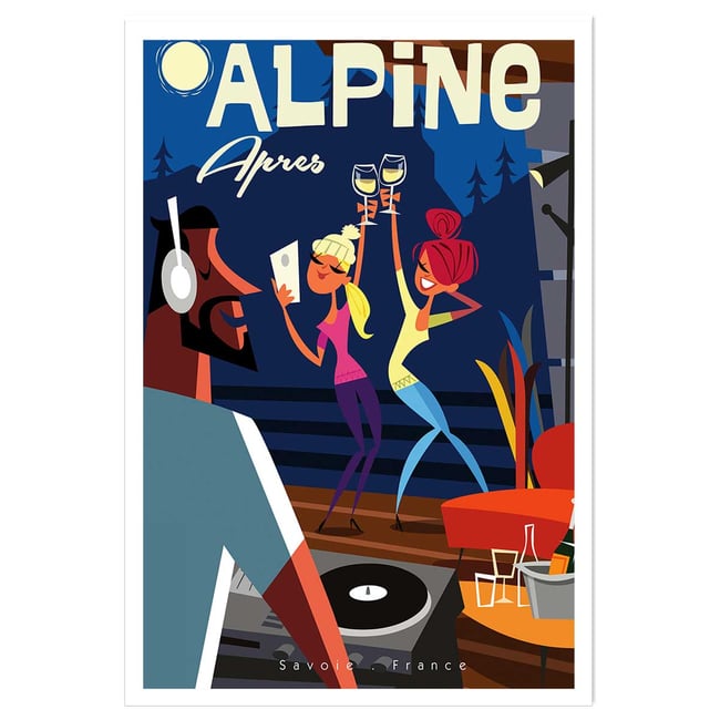 Poster vintage after ski en savoie - HEXOA