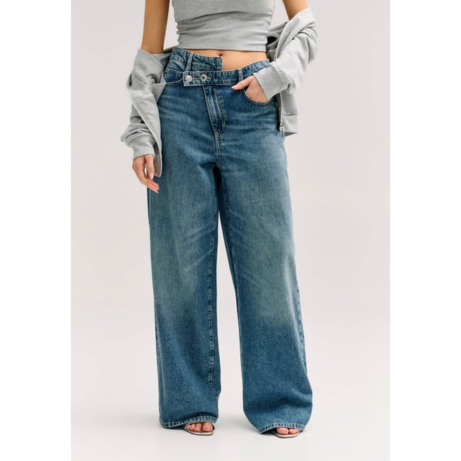 Wide-Leg Jeans bleu <span itemprop=