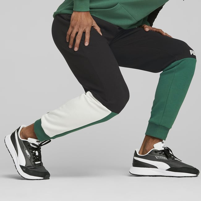 Pantalon de survêtement Colorblock noir/vert <span itemprop=