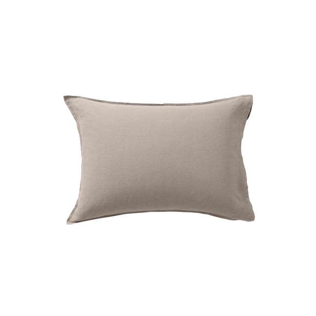 Taie d'oreiller rectangulaire coton et lin lavé SONGE - CARRE BLANC