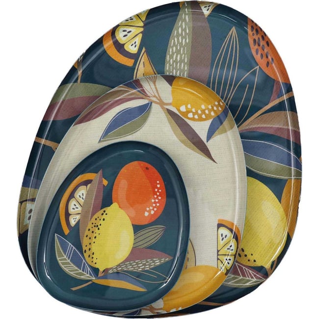 Set de 3 vide-poches en métal Citrus ovale Couleur v019845 <span itemprop=