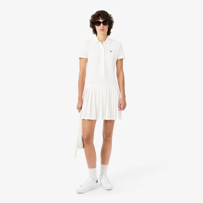 Robe polo plissée Piqué stretch - LACOSTE