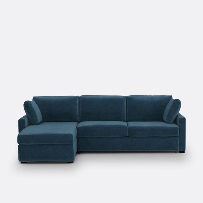 Sofá cama esquinero de terciopelo, espuma premium HR, Timor - LA REDOUTE INTERIEURS