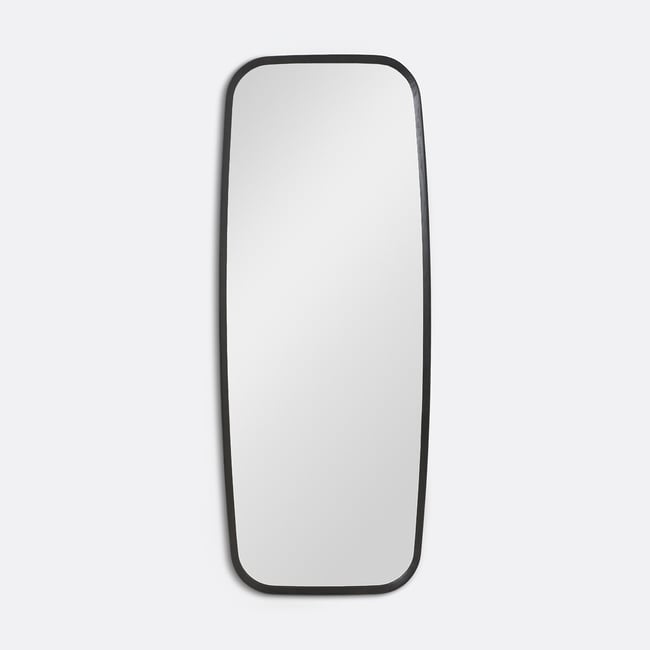 Miroir rectangulaire en chêne massif H180 cm Orion Couleur noir <span itemprop=