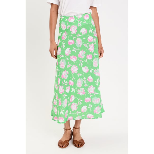 Jupe évasée longueur midi vert fluo <span itemprop=