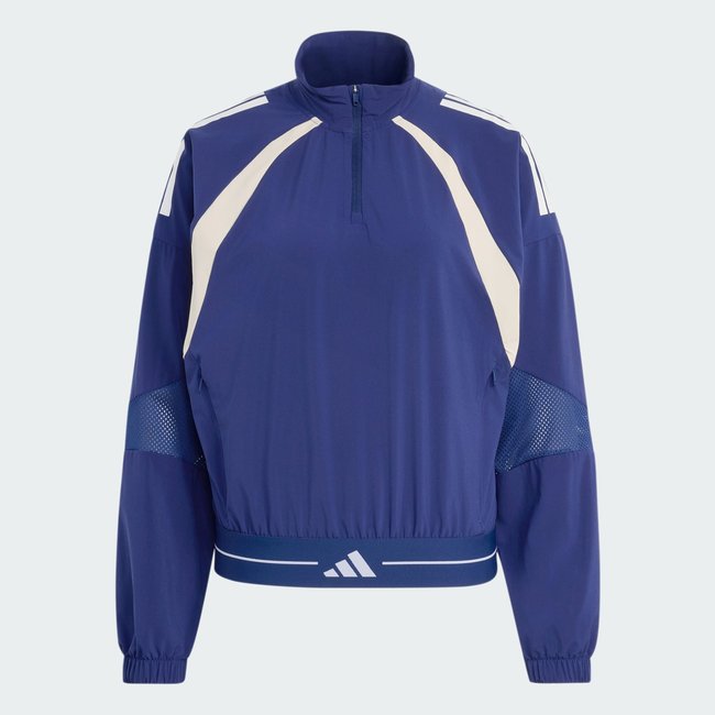 Veste de survêtement 1/4 zip toile color block 3 bandes Hyperglam dark blue <span itemprop=
