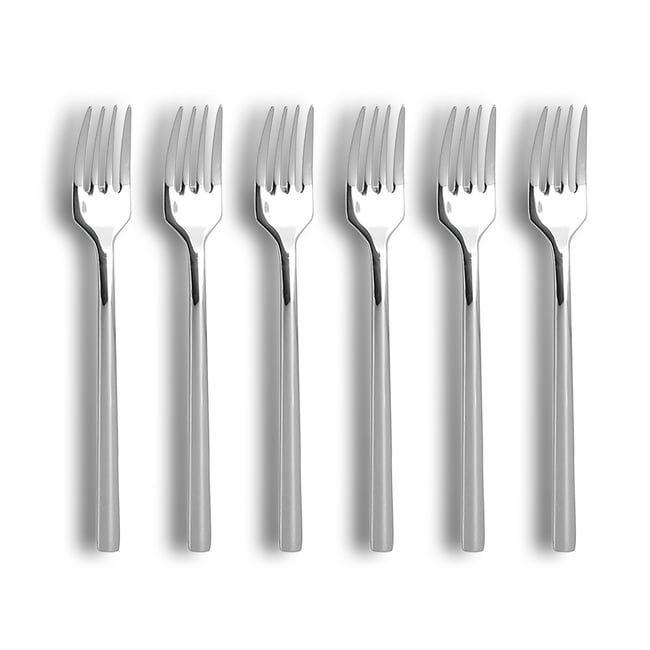 Lot de 6 fourchettes à dessert en acier inoxydable, NATURE Couleur inox <span itemprop=