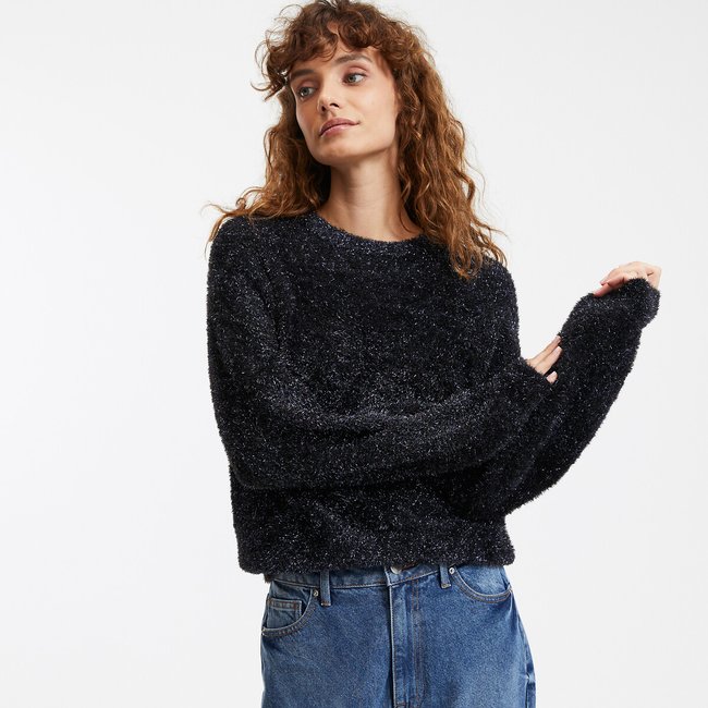 Chunky Knit Jumper/Sweater with Crew Neck shiny blue LA REDOUTE COLLECTIONS