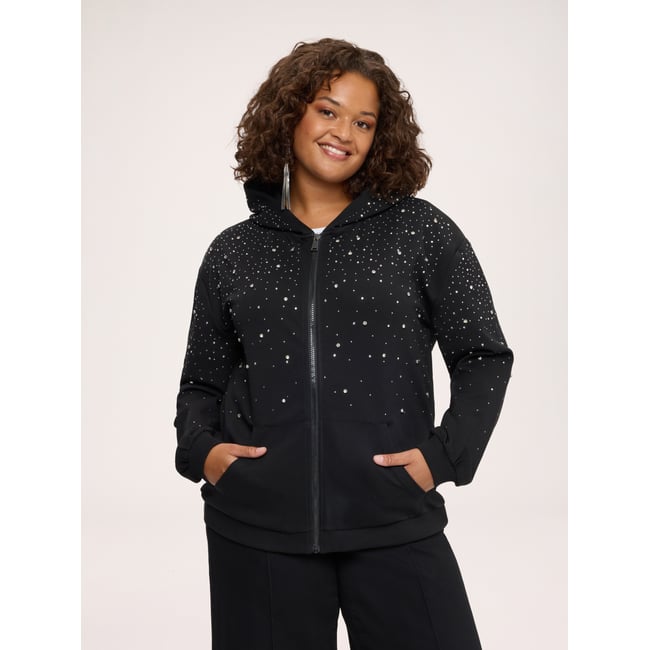 Sweat ouvert avec applications lumineuses noir <span itemprop=