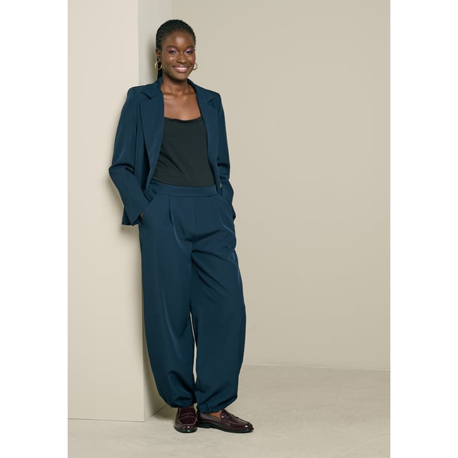 Pantalon balloon bleu marine <span itemprop=
