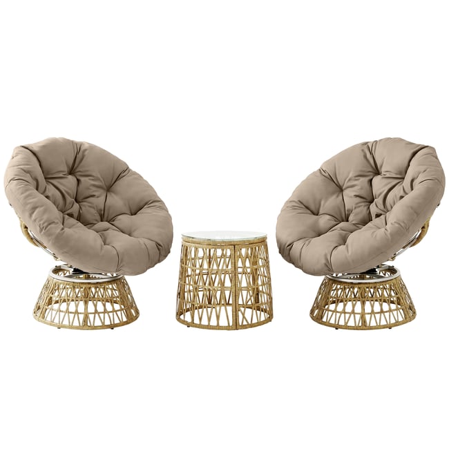 Ensemble canapé-table basse Résine tressée beige <span itemprop=
