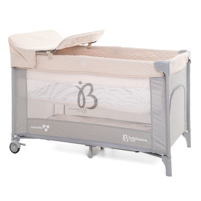 Lit Parapluie Béaba 3 En 1 - Berceau, Lit Et Parc Pliable 6.8kg - Gris Minéral, Oeko-Tex