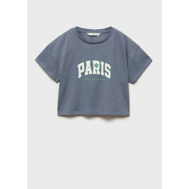 T-shirt crop imprimé bleu <span itemprop=