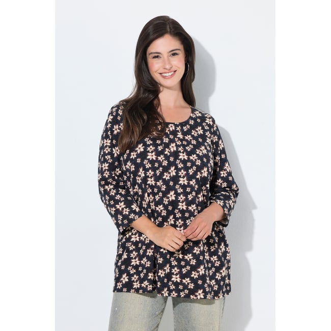 T-shirt à fleurs, plis fantaisie - ULLA POPKEN